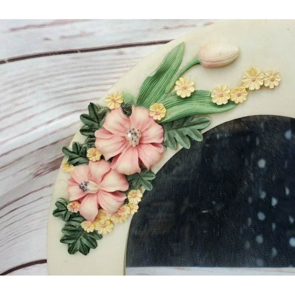 Rare Vintage Floral Embossed Dresser Mirror | Hanging Wall Mirror for Home Décor